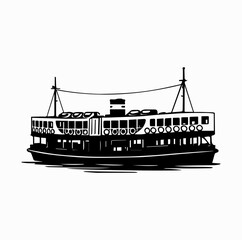 Obraz premium Star Ferry Silhouette – Iconic Hong Kong Harbour Boat