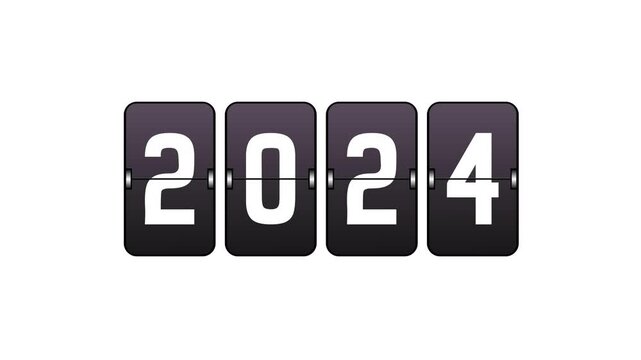 2026 Flip Board Animation Changing Numbers on White Background