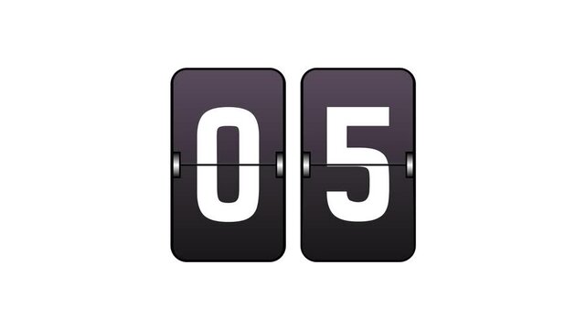 Flip Board Countdown Timer Animation Counting Down from 10 to 0