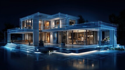 Blueprint of a Modern Luxury House with Contemporary Architecture Style