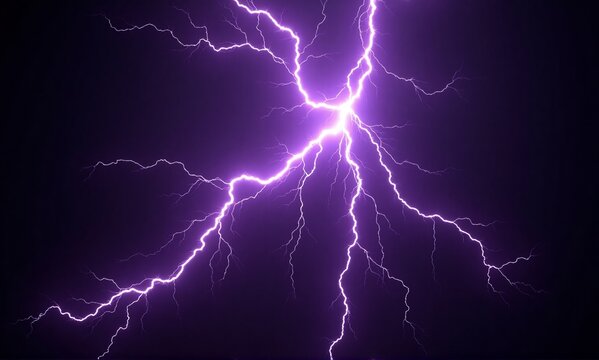 Intense purple electrical discharge streaks dramatically through the black void, illustrating raw natural power.