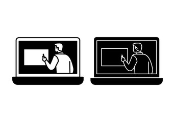 Fototapeta premium Minimal black online class icon, symbol of digital education.