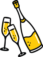champagne bottle and glasses vector illustration o.eps