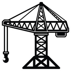 construction crane vector silhouette on white back.eps