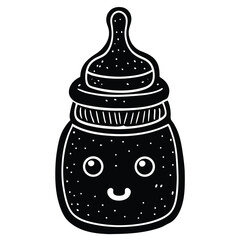 cute baby bottle with face illustration on white b (1).eps