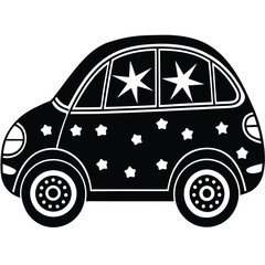 cute car with star patterns clipart on white backg.eps