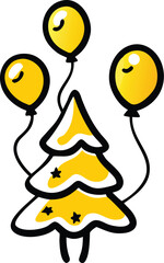 cute cartoon christmas tree with balloons clipart  (1).eps