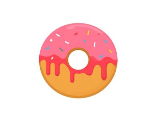 A simple, stylized illustration of a pink-glazed donut
