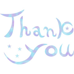 Illustration of a beautiful watercolor patterned “Thank you!” icon image