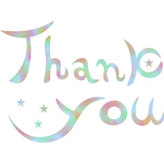 Illustration of a beautiful watercolor patterned “Thank you!” icon image