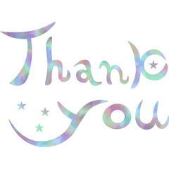 Illustration of a beautiful watercolor patterned “Thank you!” icon image