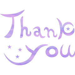 Illustration of a beautiful watercolor patterned “Thank you!” icon image