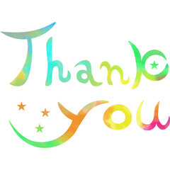 Illustration of a beautiful watercolor patterned “Thank you!” icon image
