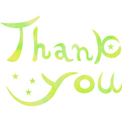 Illustration of a beautiful watercolor patterned “Thank you!” icon image