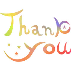 Illustration of a beautiful watercolor patterned “Thank you!” icon image