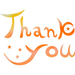 Illustration of a beautiful watercolor patterned “Thank you!” icon image