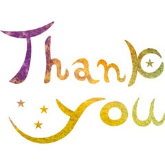 Illustration of a beautiful watercolor patterned “Thank you!” icon image