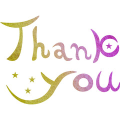 Illustration of a beautiful watercolor patterned “Thank you!” icon image