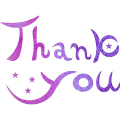 Illustration of a beautiful watercolor patterned “Thank you!” icon image