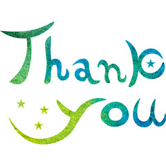 Illustration of a beautiful watercolor patterned “Thank you!” icon image