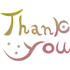 Illustration of a beautiful watercolor patterned “Thank you!” icon image