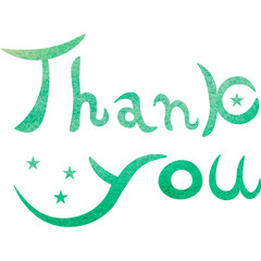 Illustration of a beautiful watercolor patterned “Thank you!” icon image