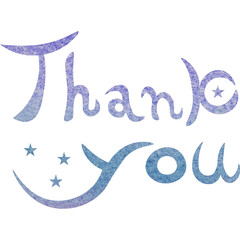 Illustration of a beautiful watercolor patterned “Thank you!” icon image