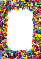 Cheerful Frame of Small, Colorful Plastic Beads.