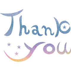 Illustration of a beautiful watercolor patterned “Thank you!” icon image
