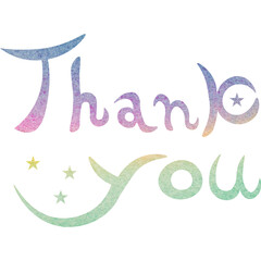 Illustration of a beautiful watercolor patterned “Thank you!” icon image