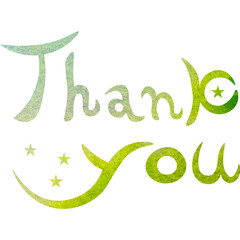 Illustration of a beautiful watercolor patterned “Thank you!” icon image