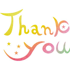 Illustration of a beautiful watercolor patterned “Thank you!” icon image