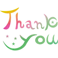 Illustration of a beautiful watercolor patterned “Thank you!” icon image