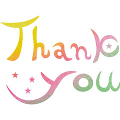 Illustration of a beautiful watercolor patterned “Thank you!” icon image