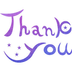 Illustration of a beautiful watercolor patterned “Thank you!” icon image