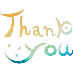 Illustration of a beautiful watercolor patterned “Thank you!” icon image