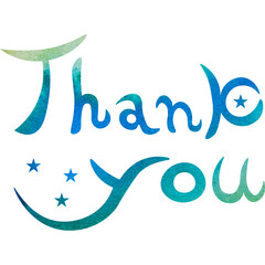 Illustration of a beautiful watercolor patterned “Thank you!” icon image