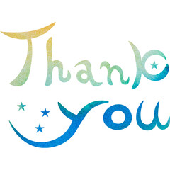 Illustration of a beautiful watercolor patterned “Thank you!” icon image