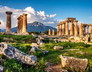 Ancient ruins bathed in golden light
