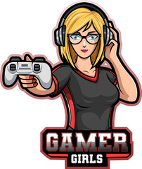The gamers girls mascot logo