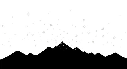 Silhouette Mountains Landscape with Stars Sparkles Scenery Creative Illustration