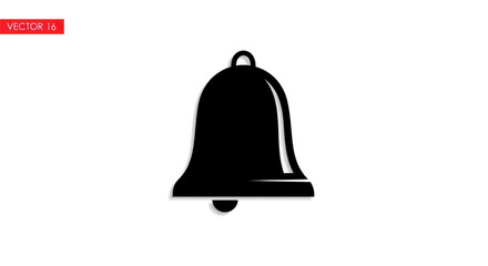 Sleek silhouette of a vintage bell, presented in stark black and white design suitable for icons