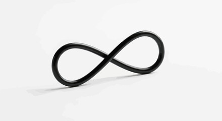 Stylized black infinity symbol on clean white background, representing endlessness, eternal concepts