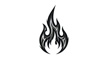 Stylized flame design with tribal aesthetic and gradient fills against a white background