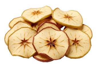 Pile of dried apple slices isolated on transparent background