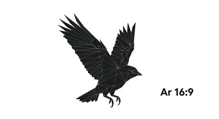 Obraz premium Abstract geometric crow illustration against minimalist background with subtle shadows
