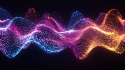 Vibrant abstract background featuring a colorful waveform effect with dynamic flowing lines. Modern digital design ideal for technology, music, and creative visual concepts