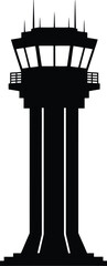 Modern air traffic control tower silhouette modern aviation structure control communication building vector