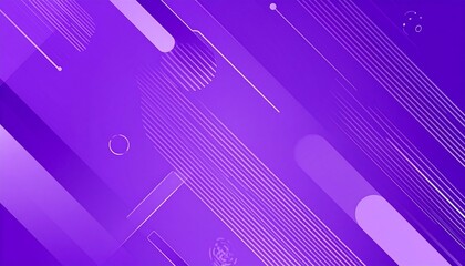 Abstract purple design with varying shades, diagonal lines, rounded rectangles, and circles creating a dynamic and modern background
