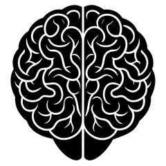 Human Brain Silhouette - Clean Simple Outline